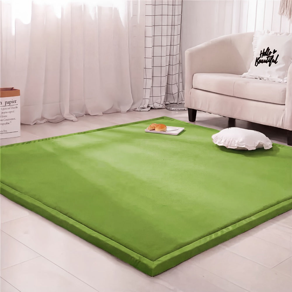 Padded Tatami-Style Area Rug in Six Solid Colors with 50-Inch Square to 79 x 118-Inch Sizes