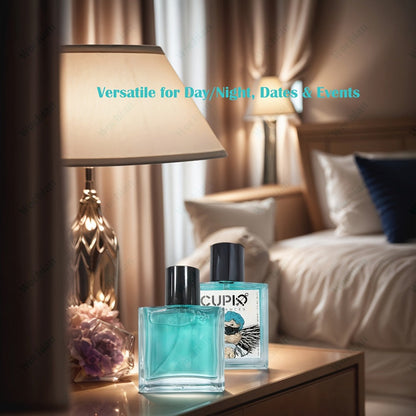Cologne Spray for Men by CUPID in a 1.7 fl oz Bottle with Turquoise Glass and Boxed Presentation