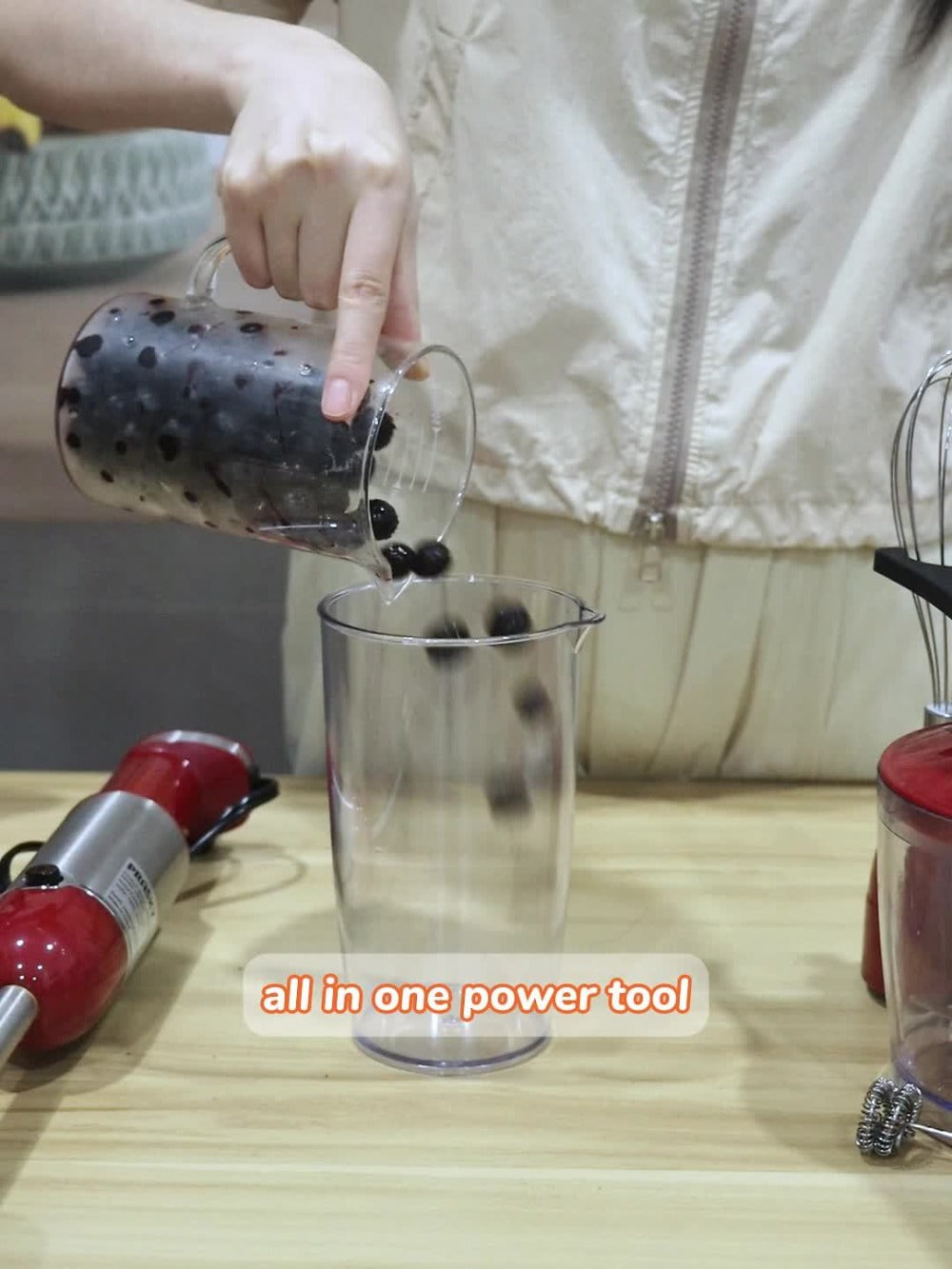 Immersion Blender 5-in-1 Handheld Mixer, Motor, Whisk Meat Chopper Measuring Cup Attachments, Stick Blender for Soups Smoothies Sauces