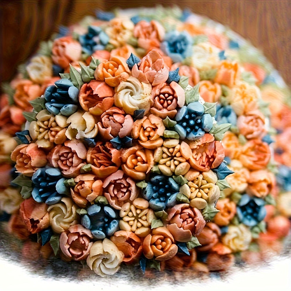 Russian Piping Nozzle Set 121pcs, 12 Flower Icing Tips, 2 Leaf Piping Tips, 2 Couplers and 100 Piping Bags