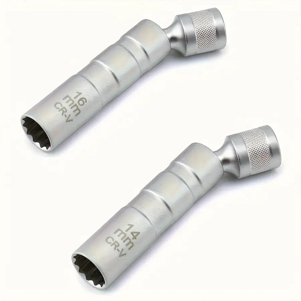 Magnetic Spark Plug Socket Set 14mm 16mm Universal 1/2 Inch Drive Alloy Steel Spark Plug Removal Tool with 3/8 Inch Drive Ratchet Wrench