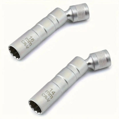 Magnetic Spark Plug Socket Set 14mm 16mm Universal 1/2 Inch Drive Alloy Steel Spark Plug Removal Tool with 3/8 Inch Drive Ratchet Wrench