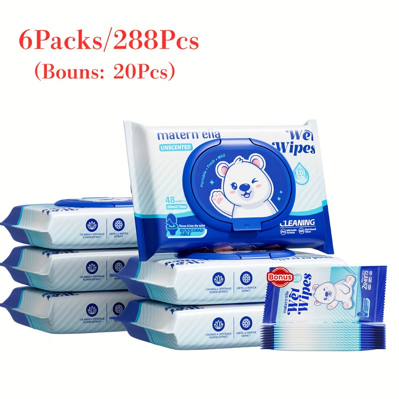 Flushable Wet Wipes with Probiotics, Plant-Based Fibers, Fragrance Free, Sewer Safe, & Thick Disposable Butt Wipes for Adults