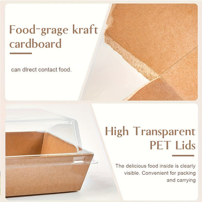 Kraft Paper Food Boxes with Clear Lid 50pcs Brown Bakery Box with String for Dessert Sandwich for Entryways, Bedrooms and Living Spaces