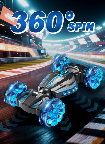 Remote Control Car, 1:24 Scale 8WD Stunt Racer with 2.4GHz Dual Remotes, 28KM/H Source Speed, LED Lights and Two Colors