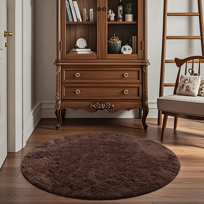 Area Rug Fluffy Faux-Fur Shag in Solid, Tie-Dye and Ombre Colors with Six available Room Sizes