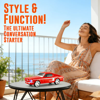 Retro Classic Car Model Bluetooth Speaker with Deep Bass, Colorful LED Lights, FM Radio, USB TF AUX Inputs