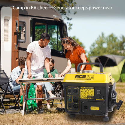 Portable Gas Generator 1200W Peak 900W Rated, 71cc 2-Cycle Engine Recoil Start AC DC Outlets