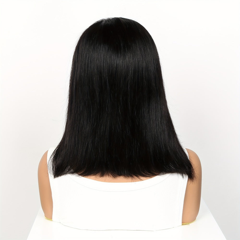 Lace Front Bob Wig Human Hair T Part 13x4 Pre-Plucked 180% Density Straight Side Part Natural, for Home, Travel and Salon Hair Styling