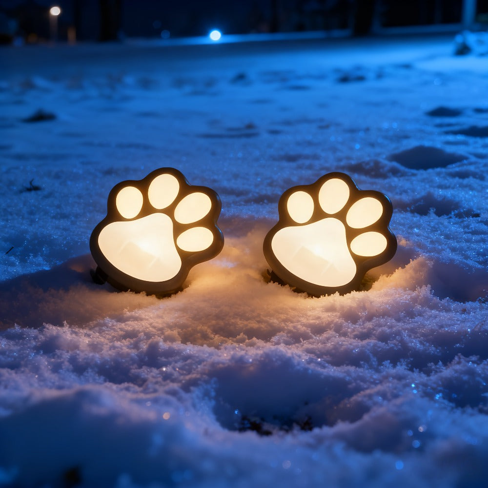 Solar Paw Print Garden Lights 2-Pack, LED Outdoor Path Lights IPX4, Lawn Terrace Yard Decor for Wedding Party Christmas Valentine