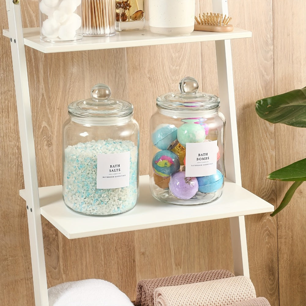Airtight Glass Jars with Lids Labels and Spoons Half Gallon Storage Canisters for Laundry Detergent Pods Scent Booster Beads Kitchen Pantry