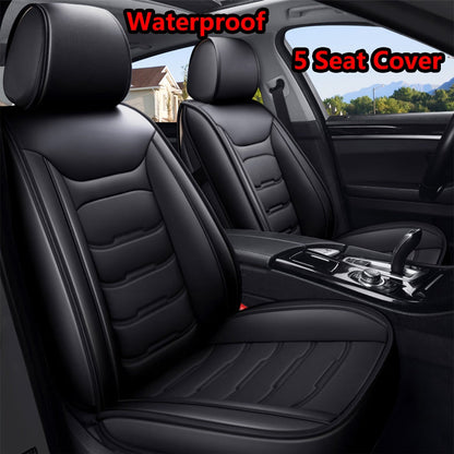 Car Seat Covers 5-Seat Faux Leather Set with Front Storage Pocket and Three Color Combinations