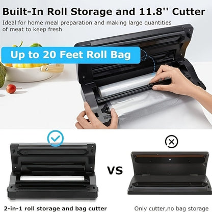 Vacuum Sealer Machine 85KPA, INKBIRD 10-in-1 Food Sealer with Bag Storage, Built-In Cutter, Moist/Dry/Pulse/Liquid/Canister Modes