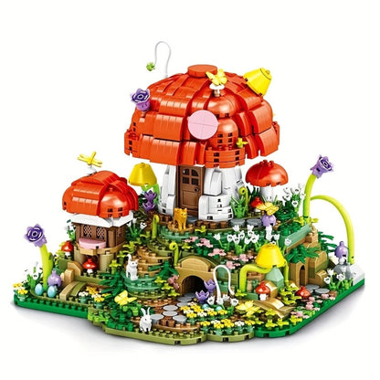 Fairy Mushroom House Building Blocks Set 2000+ Pcs – Mythical Fantasy Miniature Architecture Model 663 Desktop Decoration Display for Adults