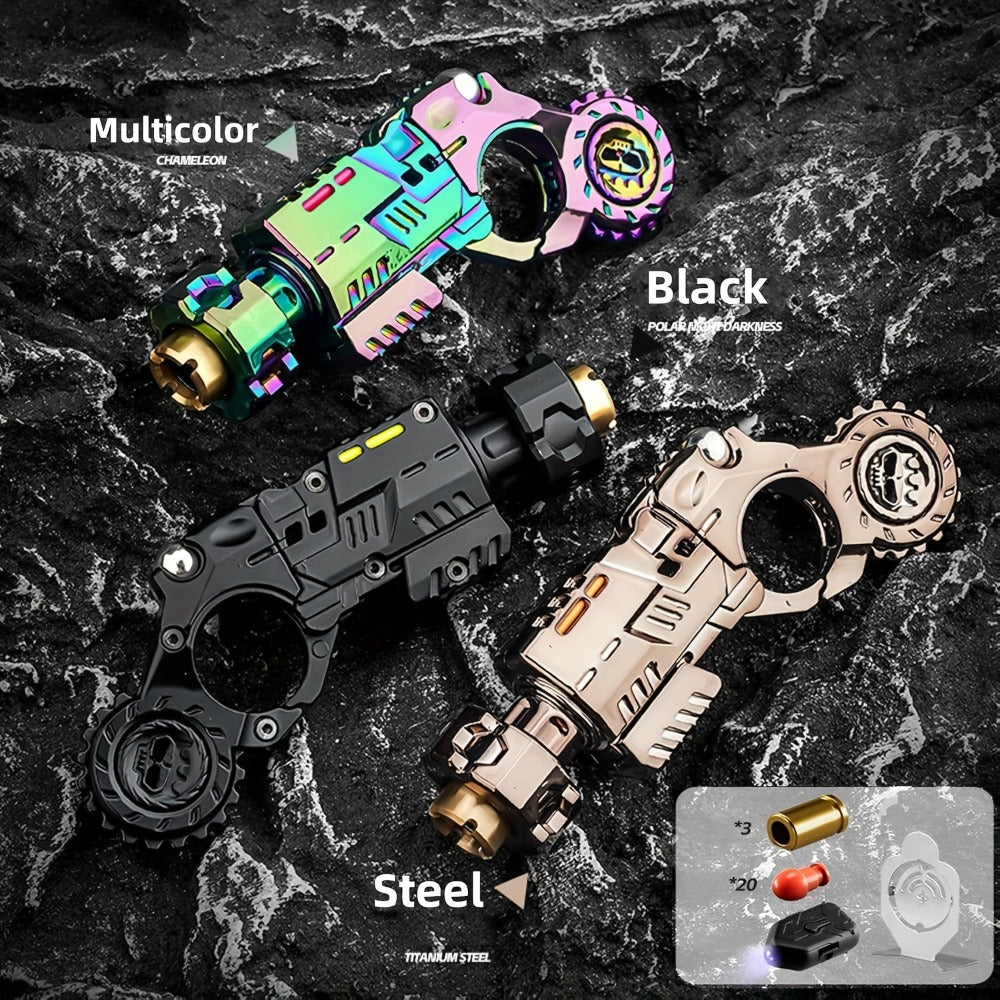 Metal Fidget Gun EDC Spinner Toy for Adults & Men, Alloy Steel Decompression Finger Spinner with 3 Reusable Shells & 20 Bullets