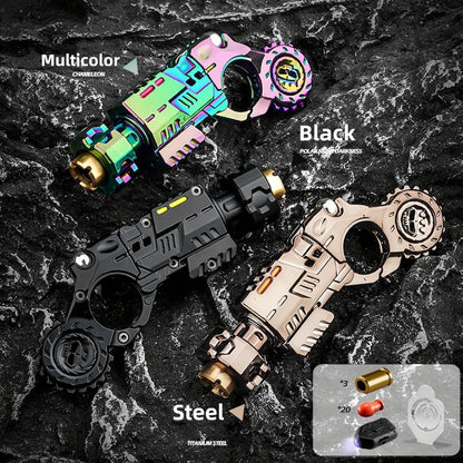 Metal Fidget Gun EDC Spinner Toy for Adults & Men, Alloy Steel Decompression Finger Spinner with 3 Reusable Shells & 20 Bullets