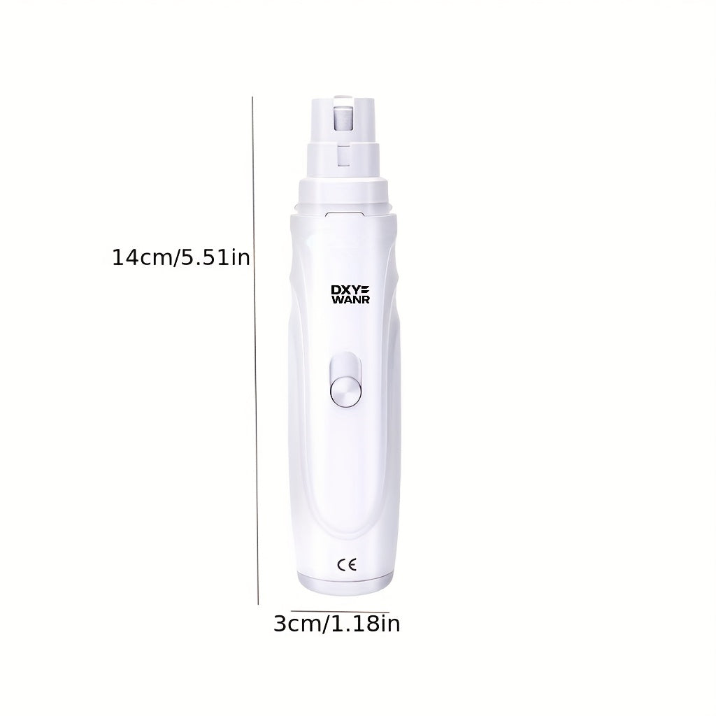 Pet Nail Grinder, DXYE WANIR Rechargeable Two-Speed Tool with Three Port Sizes and White Finish