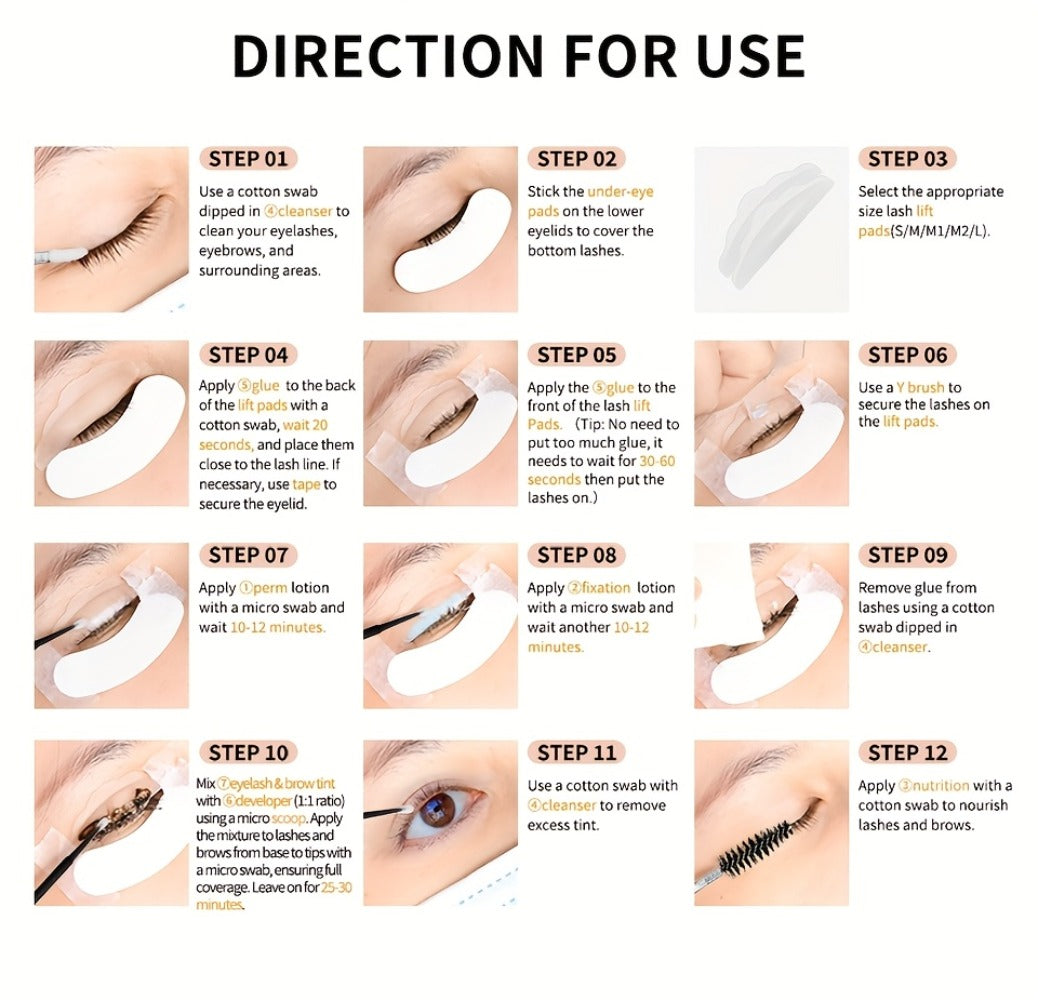 Lash Lift Kit & Brow Lamination Tint Set, 2-in-1 Eyelash Perm & Eyebrow Lamination with Black Brown Tint Dye