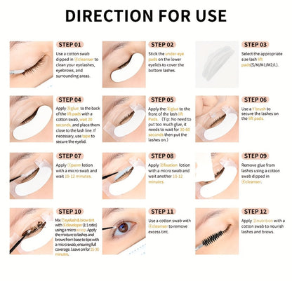 Lash Lift Kit & Brow Lamination Tint Set, 2-in-1 Eyelash Perm & Eyebrow Lamination with Black Brown Tint Dye