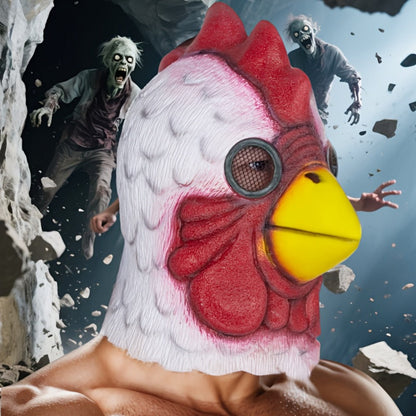 Rooster Latex Halloween Mask Full Head, Funny Chicken Animal Costume Mask with Realistic Combs & Wattle for Halloween Parties