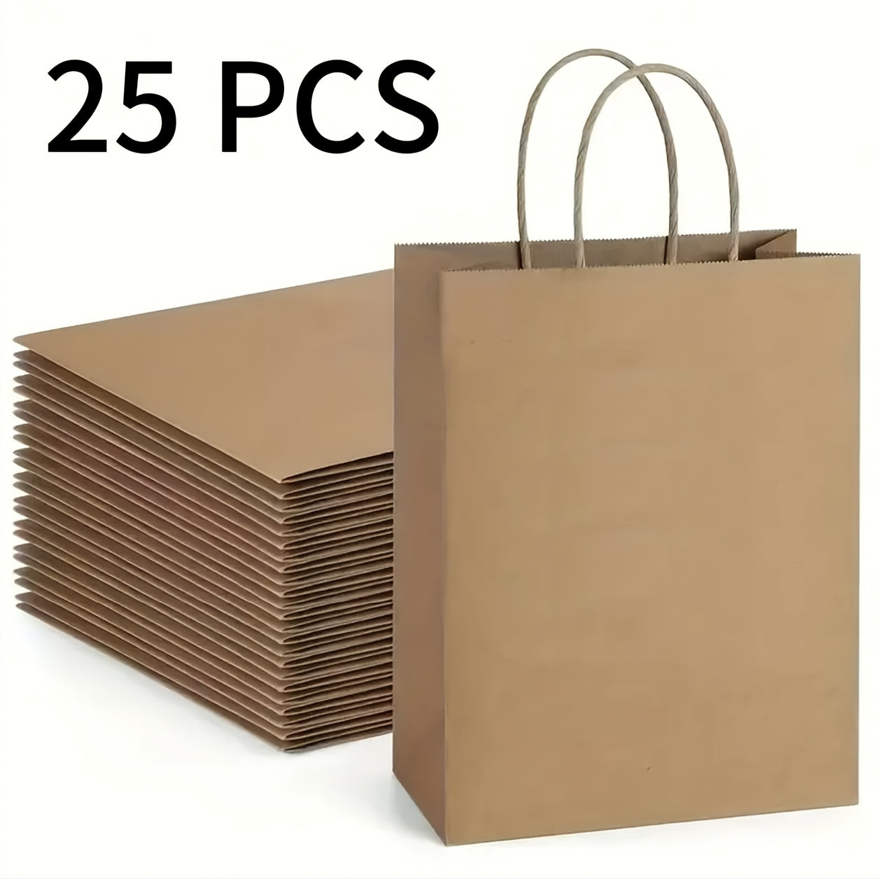 Paper Bags with Handles Bulk – Kraft Paper Gift Bags 25/75/100/300 Pcs, Black White Brown Reusable Shopping Bags for Small Business Retail