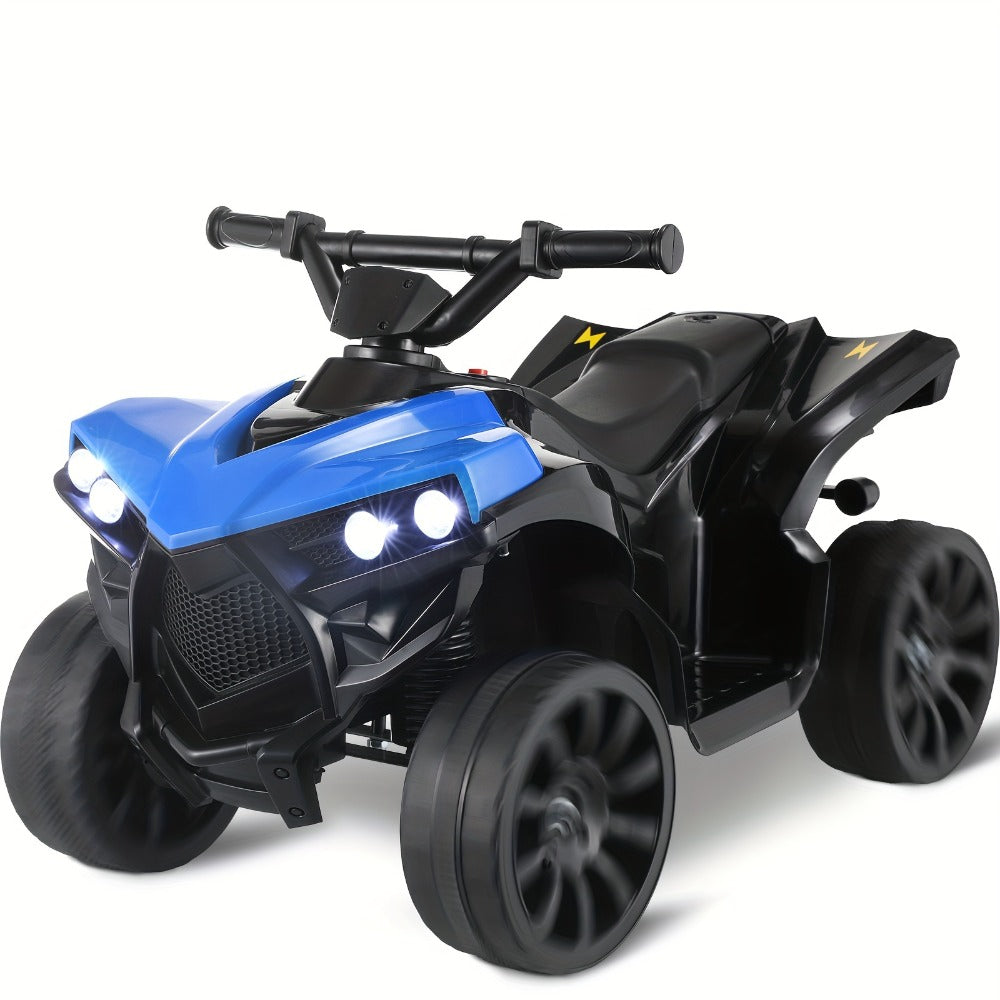 Kids Electric Ride-On ATV 4-Wheeler Quad with LED Headlights Foot Pedal Accelerator Anti-Slip Tires 55 lbs Capacity Outdoor Birthday Gift