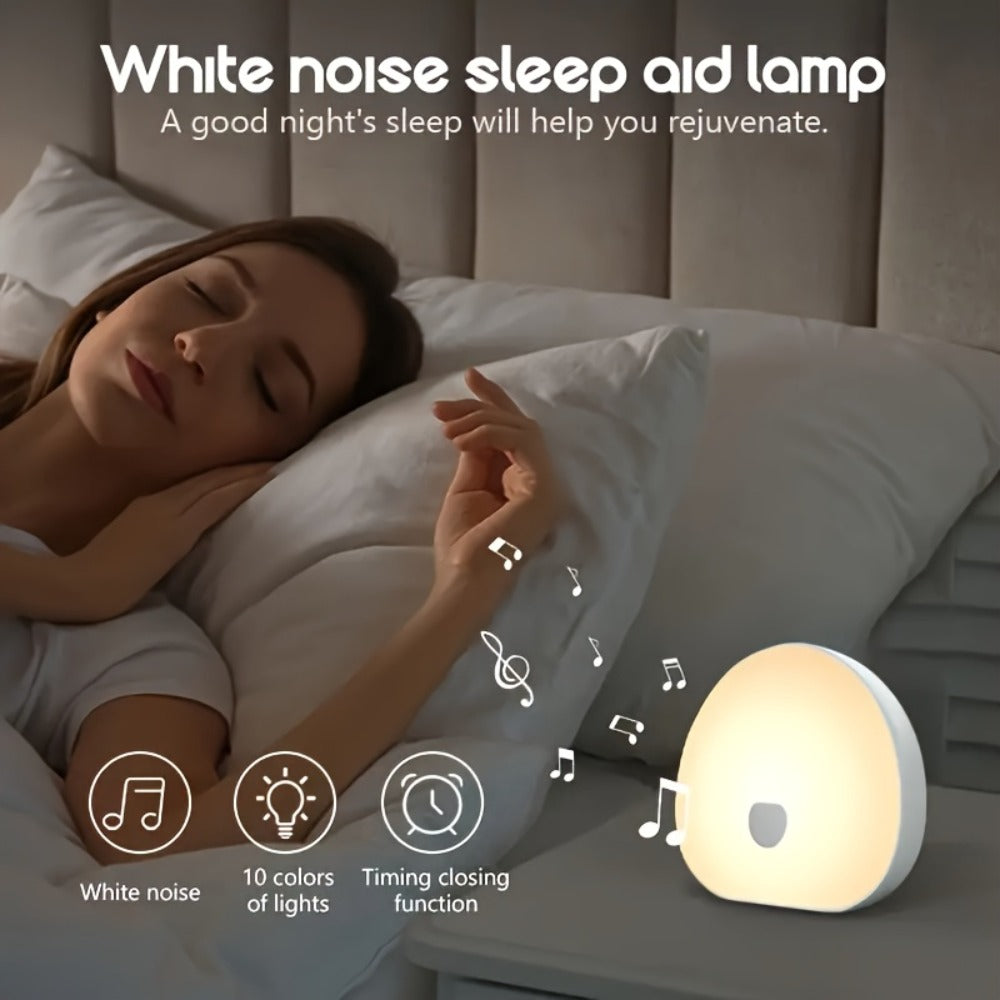 White Noise Machine with RGB Smart Light, Portable USB Rechargeable Sleep Aid, 1200mAh Battery, Touch Control