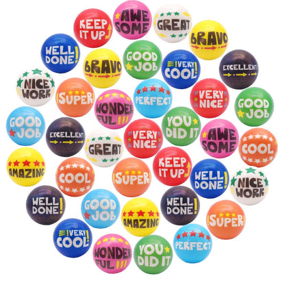 Motivational Squeeze Stress Balls 24 Pack Multicolor, 2.48" Squishy Balls with Positive Affirmation Slogans for Classroom Prizes