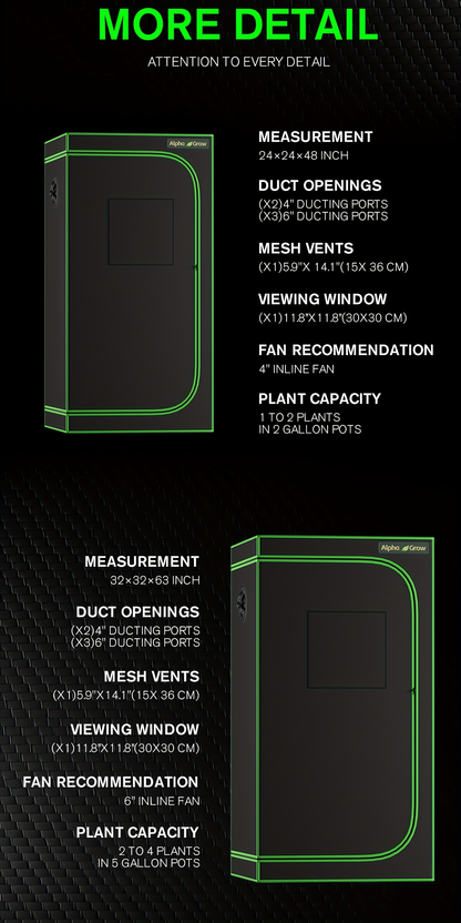 Indoor Grow Tent 1680D Lightproof with Viewing Window, Floor Tray & No-Tool Assembly, Hydroponic Setup for Seedling & Vertical Flowering