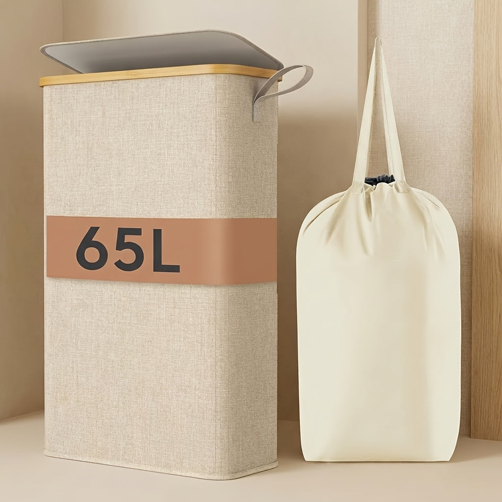 Slim Lidded Laundry Hamper with Removable Bag in Six Colors and 50L, 65L or 75L Options Pictured