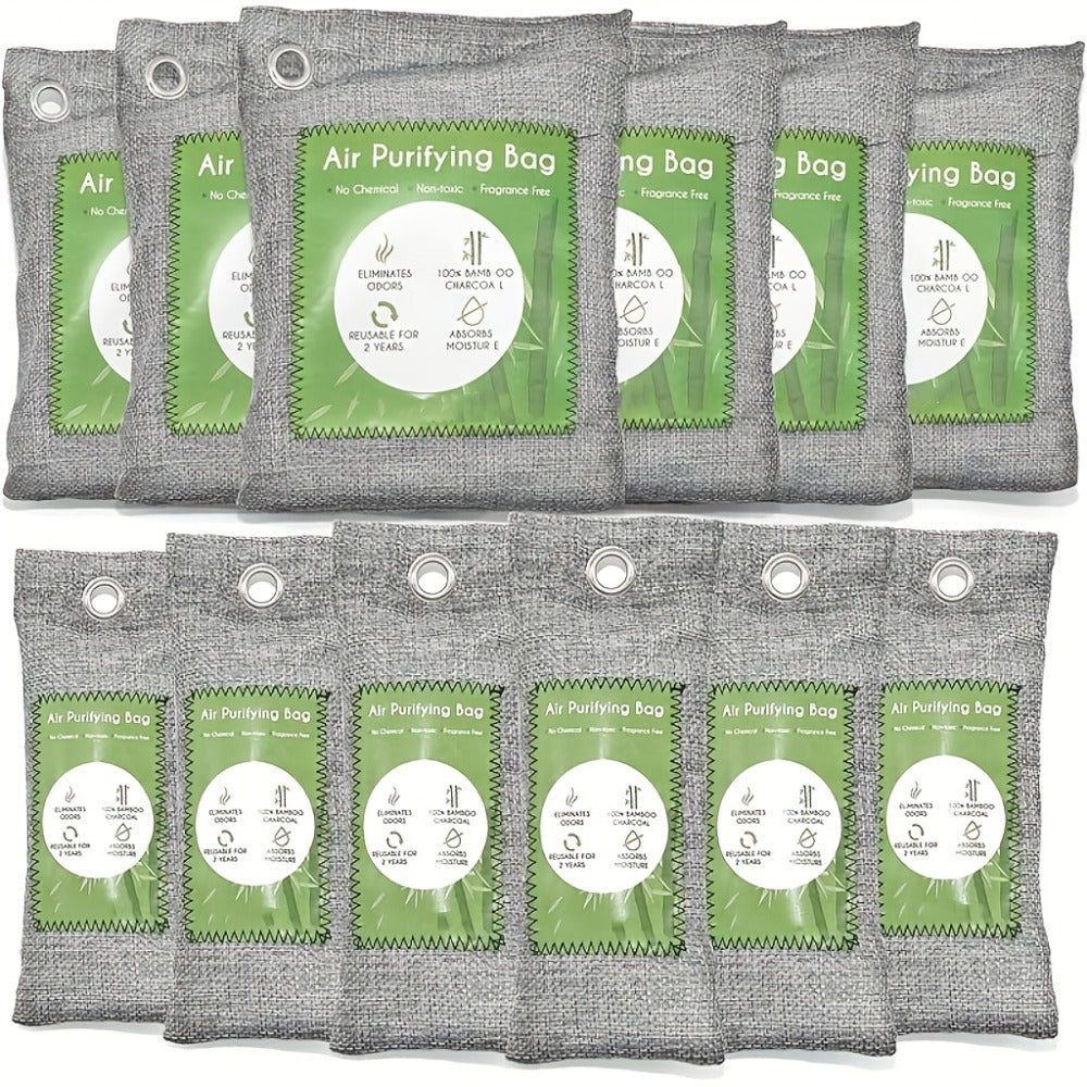Bamboo Charcoal Air Purifying Bags Odor Absorber & Moisture Absorber Natural Activated for Entryways, Bedrooms and Living Spaces