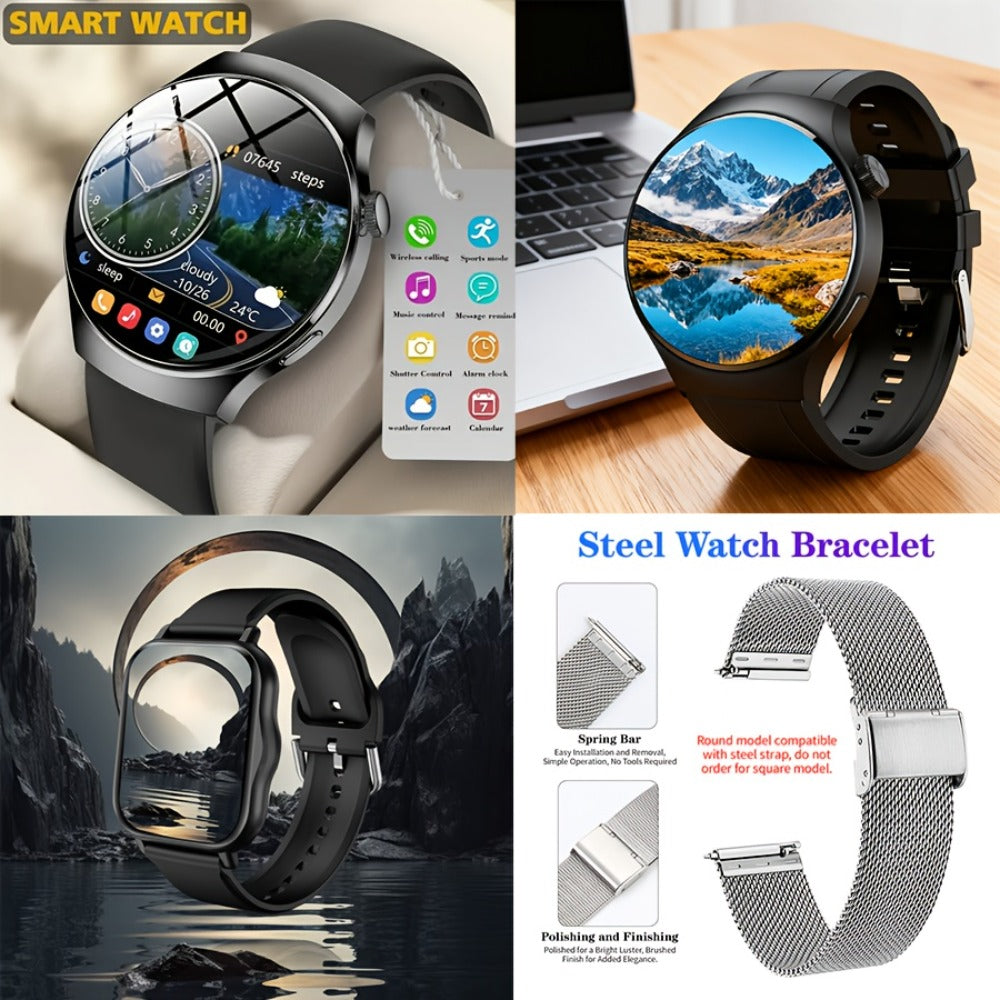 Smartwatch Alarm with Silicone Strap – Wireless Calling, Pedometer, Calorie Tracker, Music Playback, Remote Camera & Multi-Sport Modes