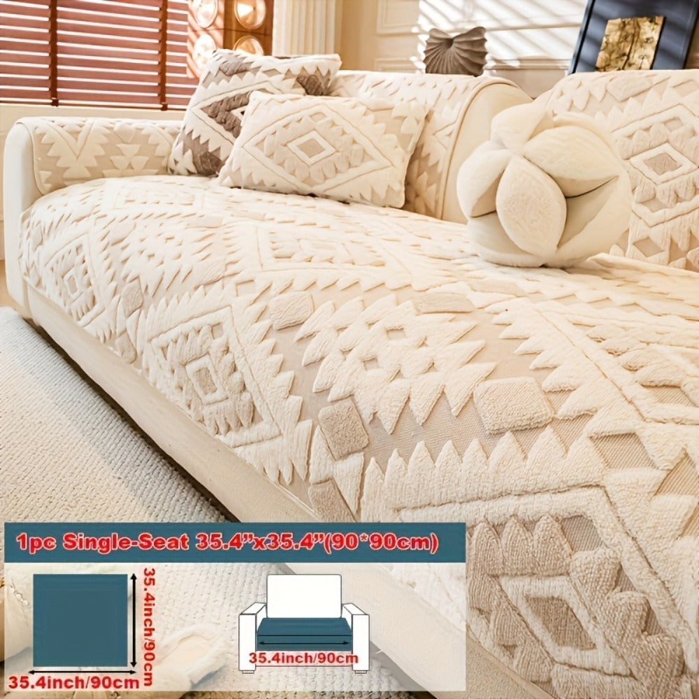 Sofa Cover, Thick Plush Couch Pad with Backing Detail in Three Colors and Seven Seat or Arm Sizes