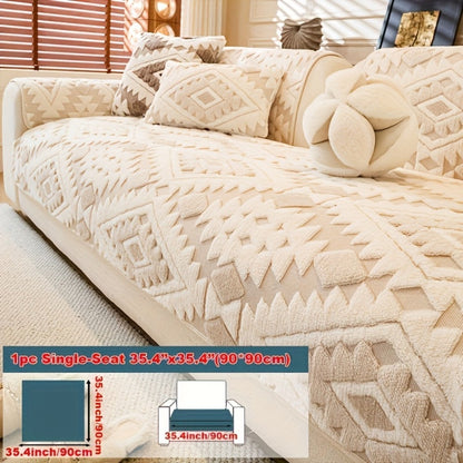 Sofa Cover, Thick Plush Couch Pad with Backing Detail in Three Colors and Seven Seat or Arm Sizes