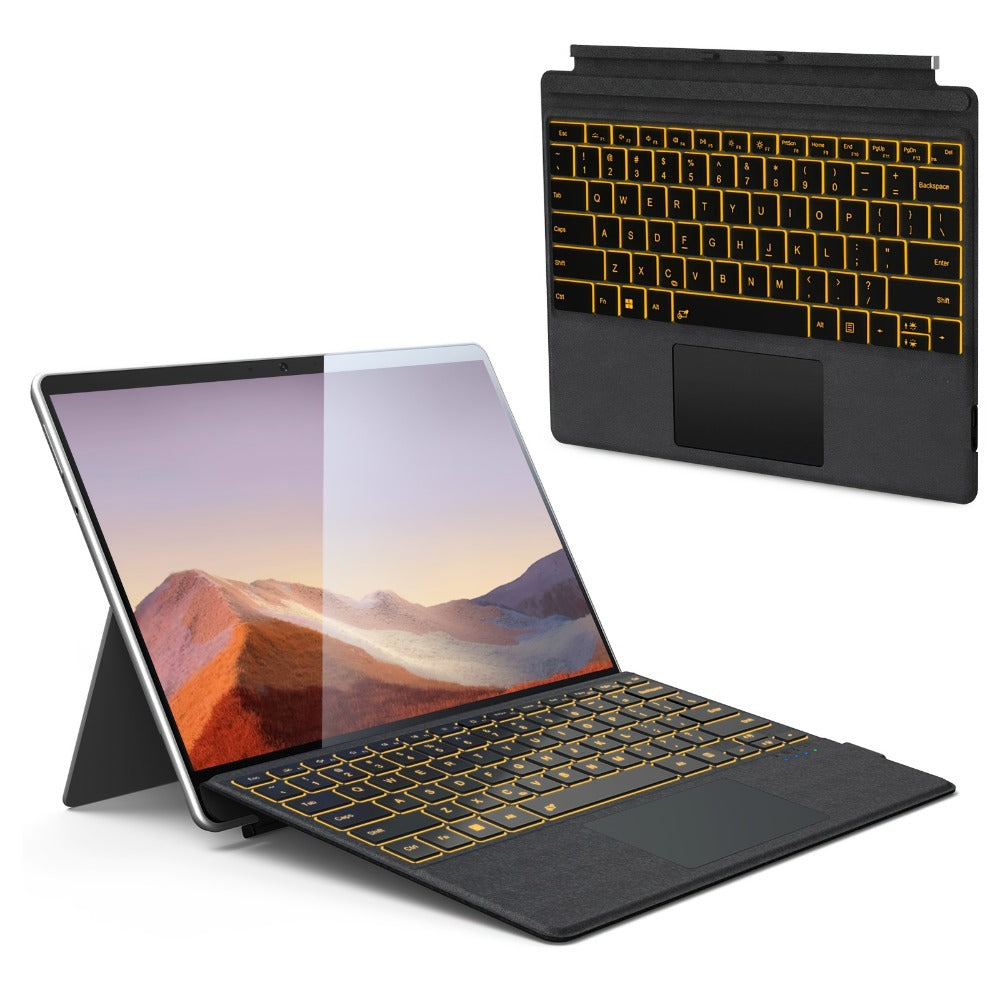 Surface Pro Keyboard with 7-Color Backlit Touchpad Ultra-Slim Bluetooth Wireless 15M Rechargeable 750mAh Type Cover for Microsoft Surface