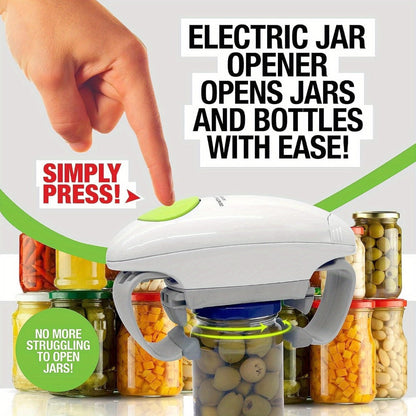 Electric Jar Opener for Elderly & Weak Hands – One-Touch Auto-Off, High Torque Battery-Powered Jar Lid Opener with Ergonomic Design