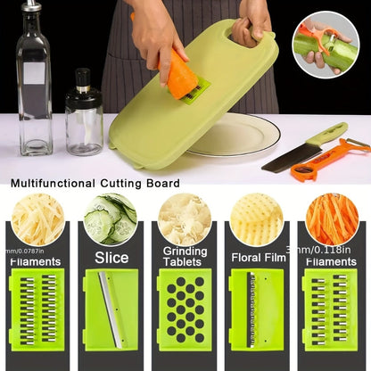 Cutting Board Set 9-in-1 Foldable Chopping Board with Colander Vegetable Wash Basket Drain for Grilling, Camping and Outdoor Meals
