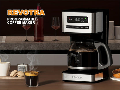 12-Cup Programmable Drip Coffee Maker, Regular & Strong Brew, Iced Coffee Setting, 1-4 Cup Mode, 24H Timer