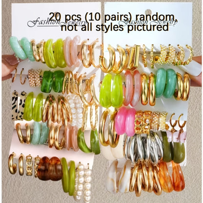 Earrings for Women - Geometric Earring Set 20 30pcs Colorful Multi-Style Random Assorted - product detail view 8