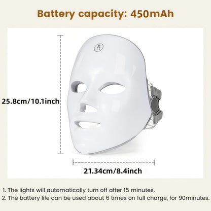 LED Light Therapy Facial Beauty Device - 7 Color Photon Skin Rejuvenation Face Care Tool, USB Powered Wrinkle Acne Treatment Home Spa
