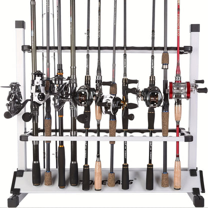 Aluminum Fishing Rod Holder Rack Holds Up to 24 Rods, Portable Lightweight Rust-Resistant Rod Stand with Cushioned Holders & Carrying