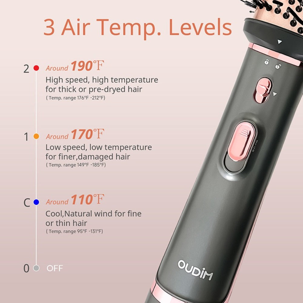 Negative Ion Hair Dryer Brush 4-in-1 Hot Air Styler, Curl, Straighten, Scalp Massage & Blow Dry, Adjustable Heat & Wind Speed