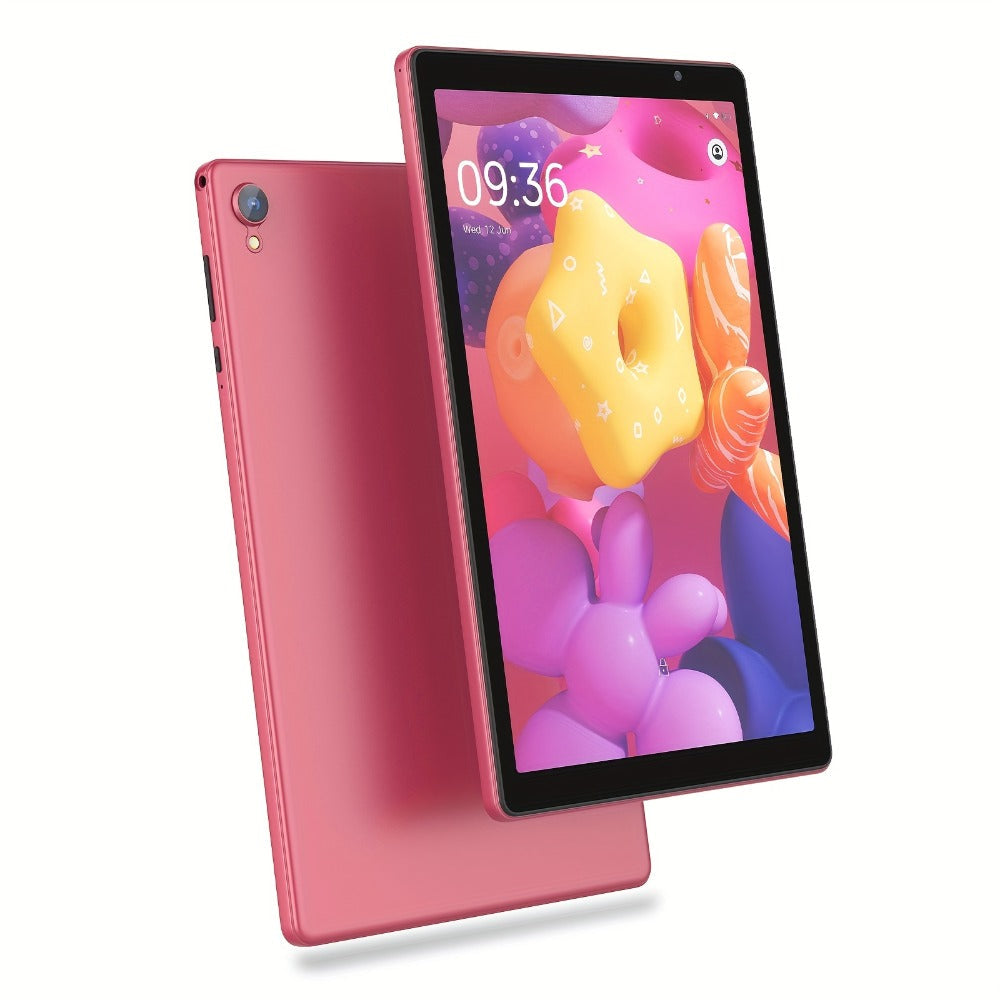 Android Tablet 10-Inch Pink with Android 12, Quad-Core CPU, IPS Touchscreen and Dual Cameras