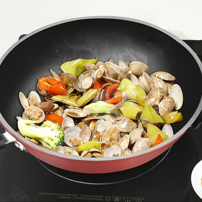 German Diamond Non-Stick Stir Fry Pan - Rice Stone Coating Smokeless Flat Bottom Wok for Induction Cooker Gas Stove