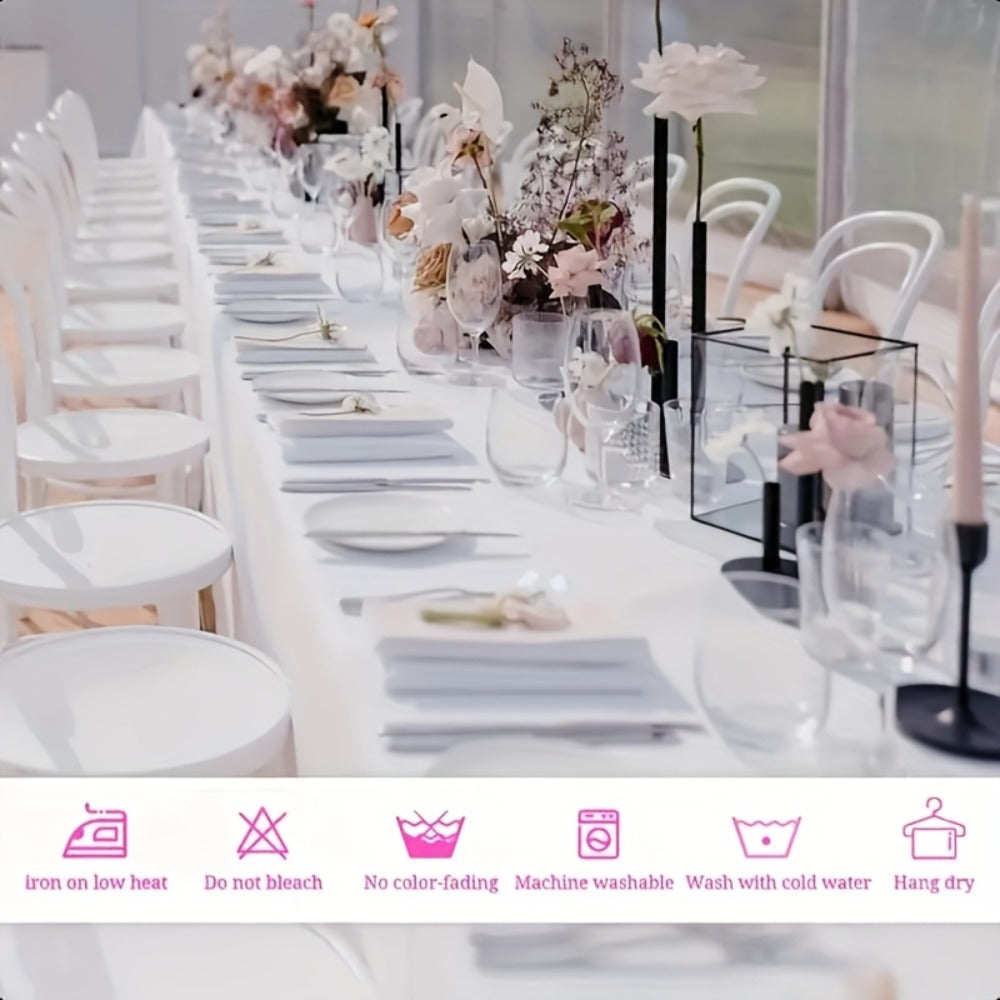 10-Pack White Rectangular Tablecloths 60x102 Inch – Washable Banquet Table Covers for Weddings, Parties & Events