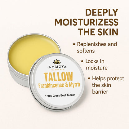 Tallow Balm Grass-Fed Natural Moisturizer for Dry Skin – Deep Hydrating Handcrafted Body Balm 3 Scents Chamomile Rose Honey Frankincense