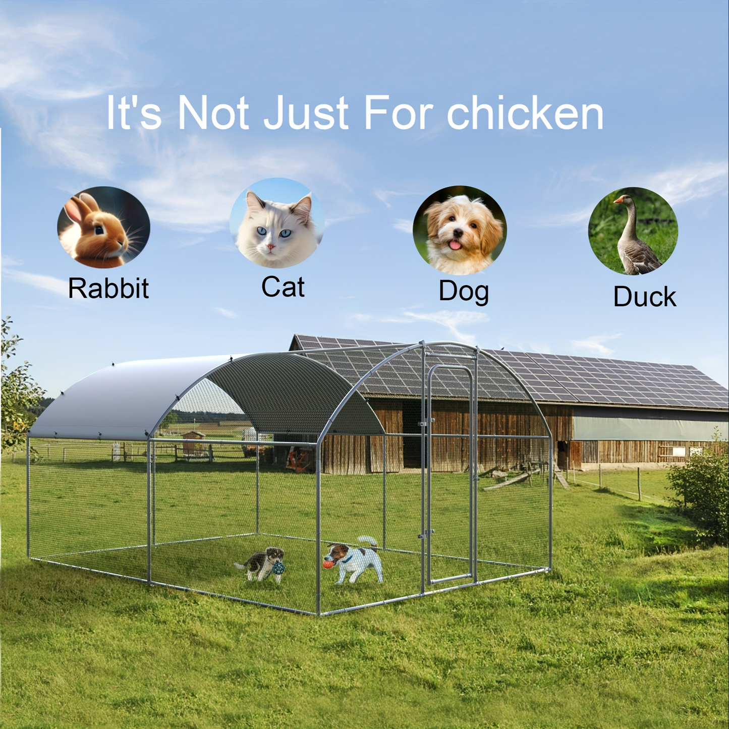 Walk-in Chicken Pen Large Metal Outdoor Poultry Enclosure Cover Yard Cage for Chickens Ducks Rabbits 3 Sizes Available