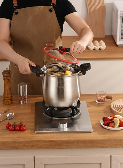 304 Stainless Steel Stew Pot Large, Food-Grade Non-Stick Multipurpose Cooker, Induction & Gas Stove Compatible Soup Pot for Home Kitchen