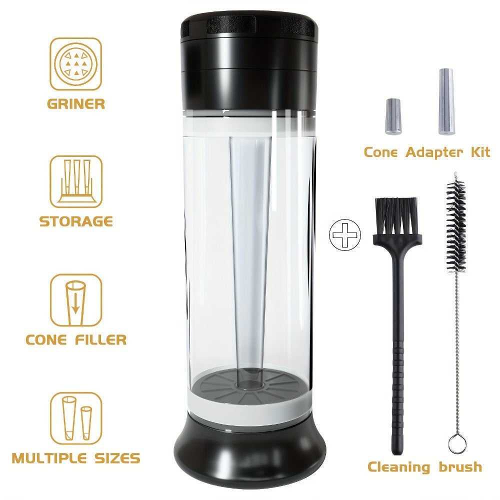 3-in-1 Zinc Alloy Spice Grinder Pre-Rolled Cone Loader 6-Hole Storage Rolling Machine for Entryways, Bedrooms and Living Spaces