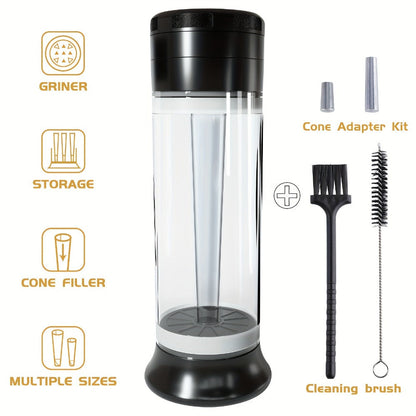 3-in-1 Zinc Alloy Spice Grinder Pre-Rolled Cone Loader 6-Hole Storage Rolling Machine for Entryways, Bedrooms and Living Spaces
